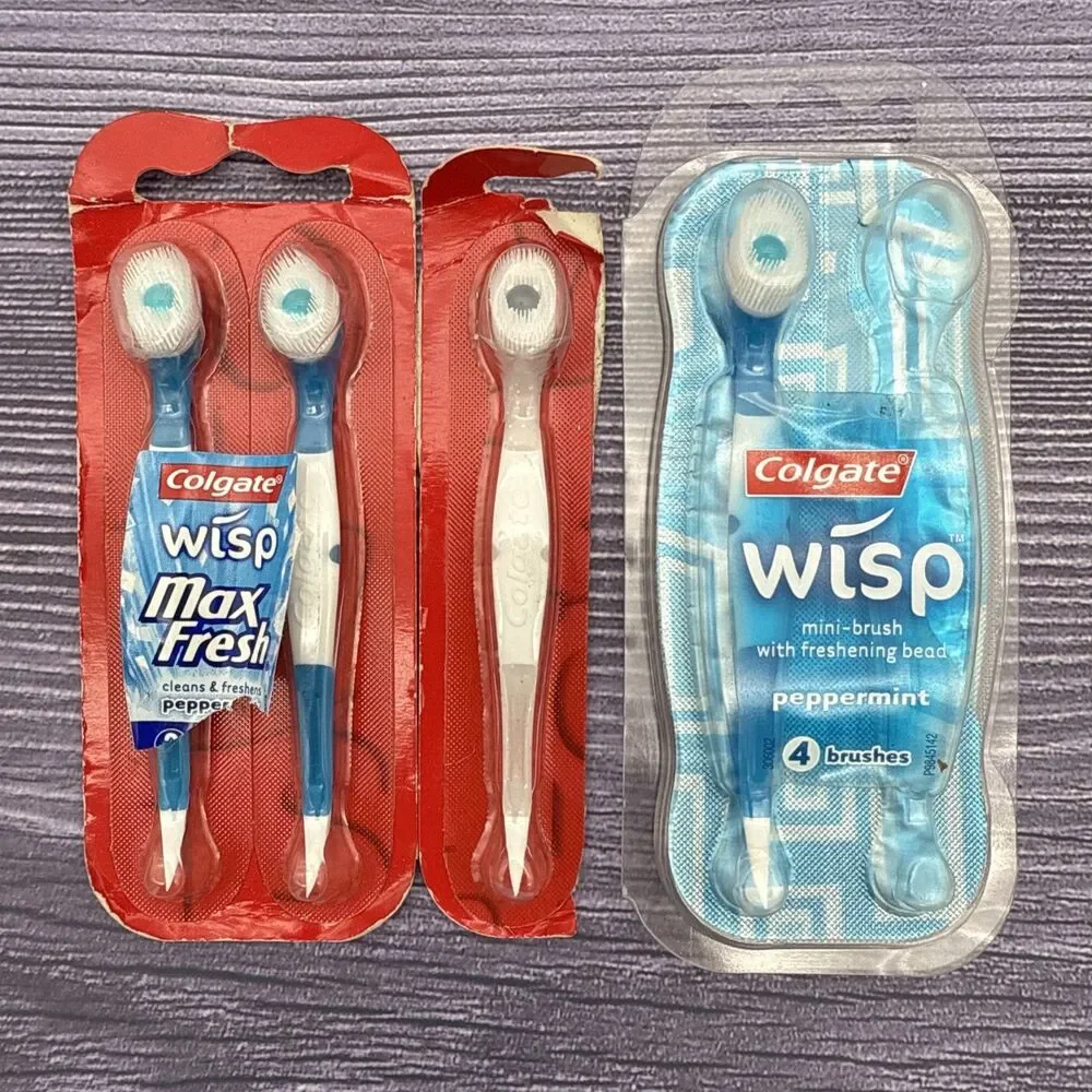 6 VTG Colgate Wisp Mini Toothbrushes 5 Peppermint 1 Cool Mint Max Fresh White